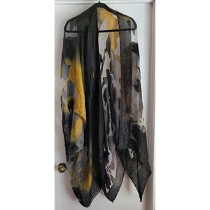 NWT Abundance Duster One Size Floral Yellow Black Boho Velvet Hand Dyed Goddess